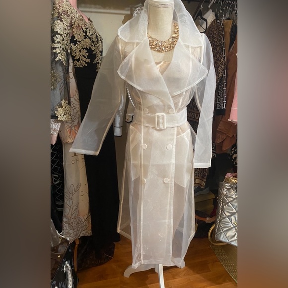 Sheer White Organza Evening Coat Sz S, M & L - Picture 2 of 2